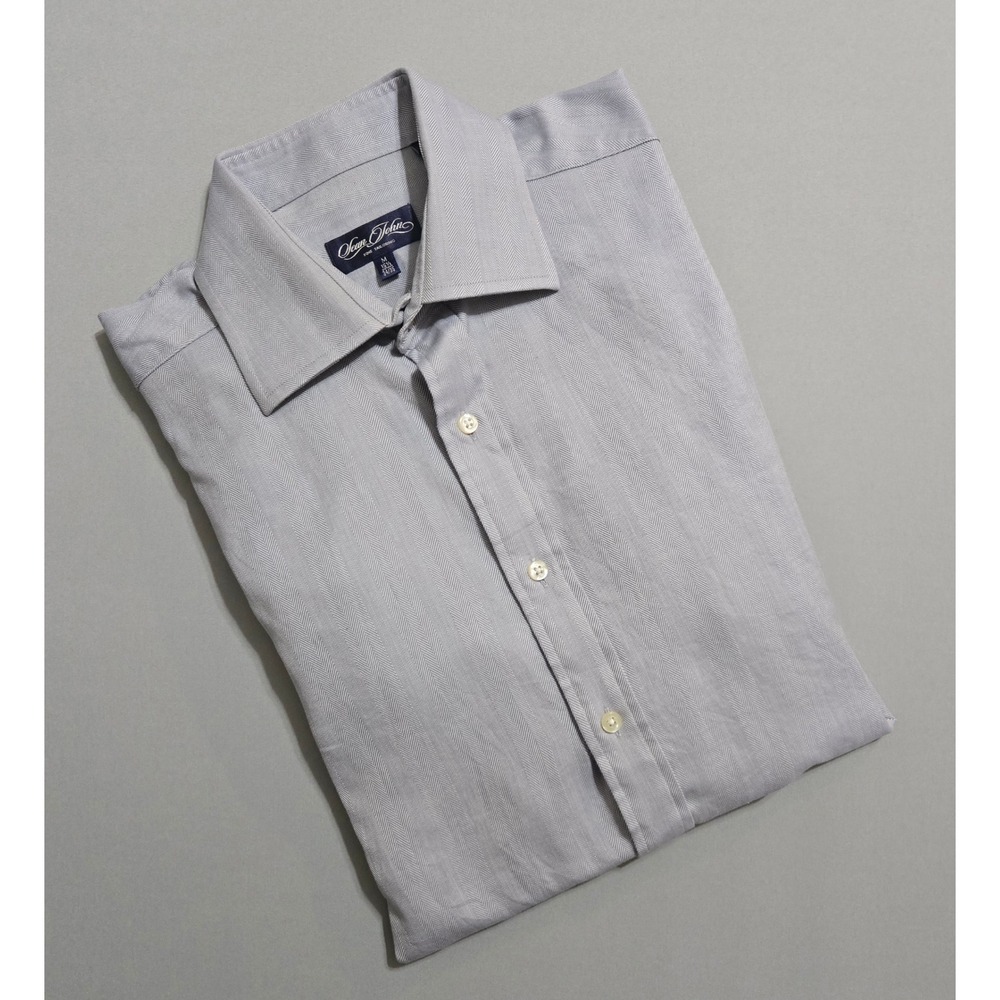 Sean John Dress Shirt‎ Mens M 15.5 34/35 Herringbone Long Sleeve Cotton